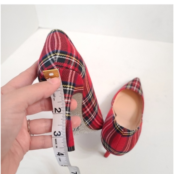 NEW J. Crew Elsie TARTAN Pumps Heels Red Holiday GINGHAM Tartan Plaid CHRISTMAS - Picture 10 of 15
